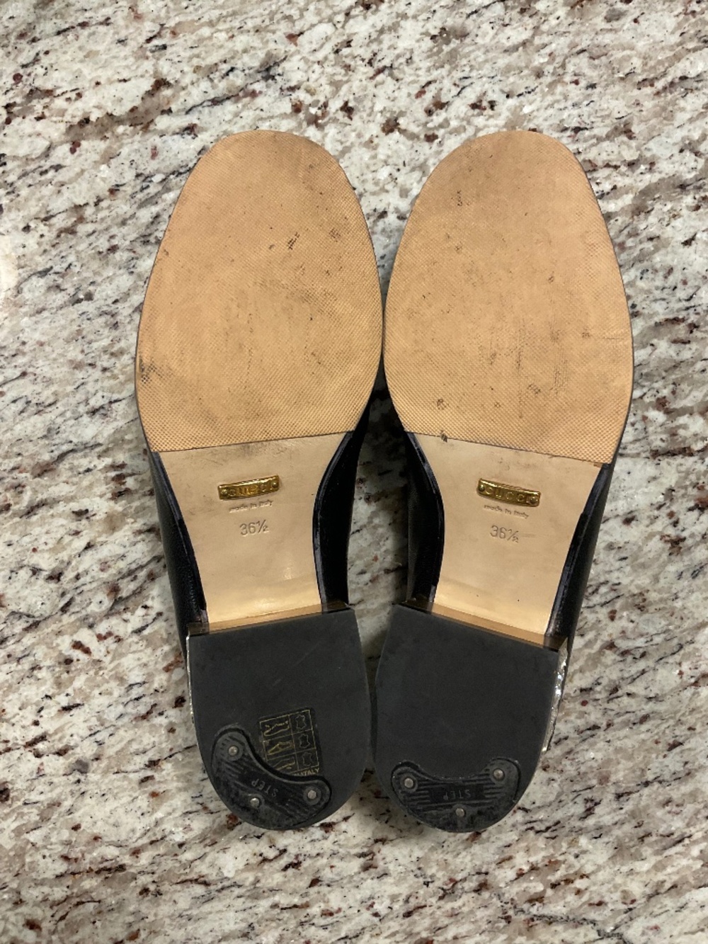 Gucci Brixton Horsebit Loafer with Crystal Embellished Heel — Black Leather — Si - Picture 4 of 9